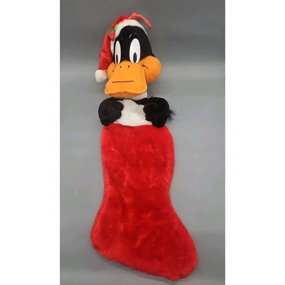 Vintage 1991 3D Daffy Duck Looney Tunes Plush Christmas Cartoon Stocking 25